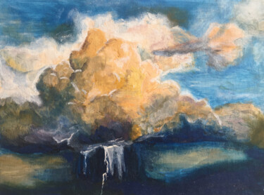 Painting titled "Electric Skies: A S…" by Angelica Fom, Original Artwork, Oil