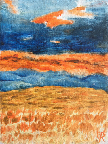 Painting titled "Orange Dreamscape" by Angelica Fom, Original Artwork, Oil