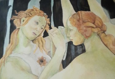 Painting titled "Riproduzione partic…" by Creative Angie, Original Artwork, Watercolor