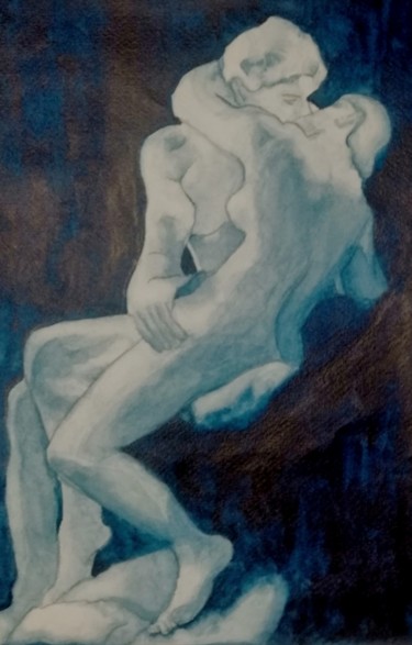 Pittura intitolato ""Il bacio" di Franç…" da Creative Angie, Opera d'arte originale, Acquarello