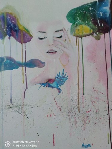 Pittura intitolato "Learning to fly" da Creative Angie, Opera d'arte originale, Acrilico