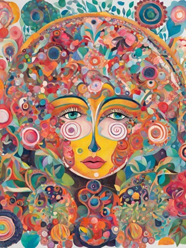 「Stylized Ethnic Fem…」というタイトルのデジタルアーツ Angelica Hurtigerによって, オリジナルのアートワーク, AI生成画像