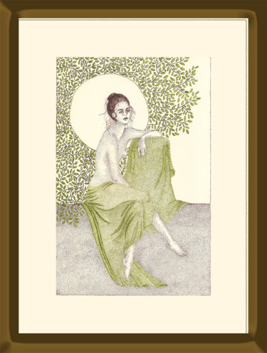 Desenho intitulada "dama-do-bosque.jpg" por Angelica Trompieri, Obras de arte originais, Tinta