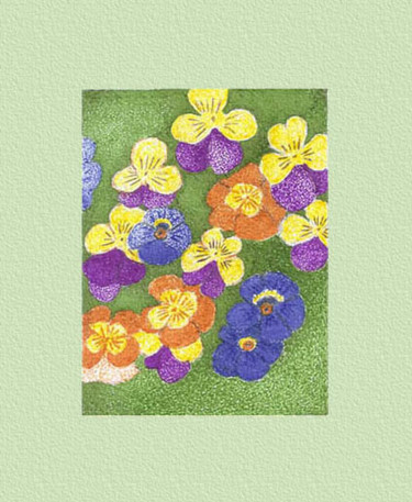 Desenho intitulada "Flores coloridas" por Angelica Trompieri, Obras de arte originais, Tinta
