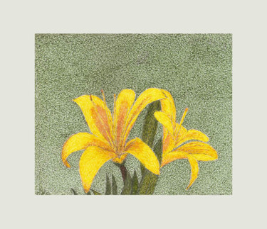 Dibujo titulada "Flores no campo" por Angelica Trompieri, Obra de arte original, Tinta