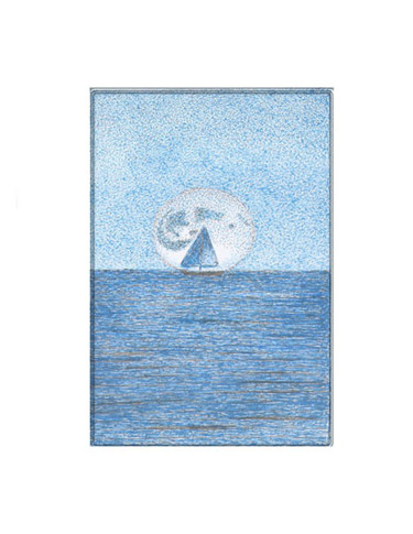 Desenho intitulada "O barco na lua" por Angelica Trompieri, Obras de arte originais, Tinta
