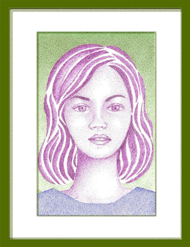 Desenho intitulada "Menina colorida" por Angelica Trompieri, Obras de arte originais, Tinta
