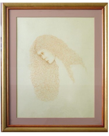 Desenho intitulada "A cabeleira" por Angelica Trompieri, Obras de arte originais, Tinta