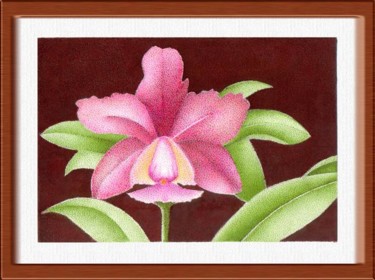 Desenho intitulada "flor em rosa" por Angelica Trompieri, Obras de arte originais, Outro