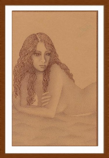 Disegno intitolato "morena na praia" da Angelica Trompieri, Opera d'arte originale