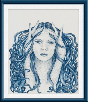 Drawing titled "medusa" by Angelica Trompieri, Original Artwork, Silverpoint