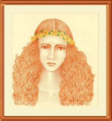 Drawing titled "Flores no cabelo" by Angelica Trompieri, Original Artwork, Other