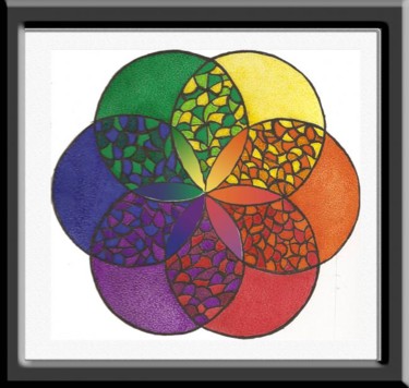 Disegno intitolato "Circulo das cores" da Angelica Trompieri, Opera d'arte originale