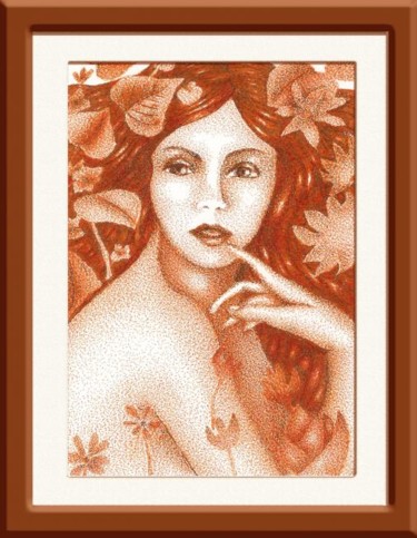 Disegno intitolato "Princesa do bosque" da Angelica Trompieri, Opera d'arte originale, Altro