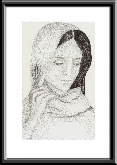 Disegno intitolato "A moça do véu" da Angelica Trompieri, Opera d'arte originale