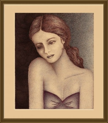 Dibujo titulada "moça tímida" por Angelica Trompieri, Obra de arte original, Otro