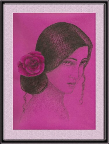 Rysunek zatytułowany „A Rosa espanhola” autorstwa Angelica Trompieri, Oryginalna praca, Inny