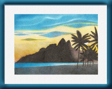 Desenho intitulada "Praia de Ipanema co…" por Angelica Trompieri, Obras de arte originais