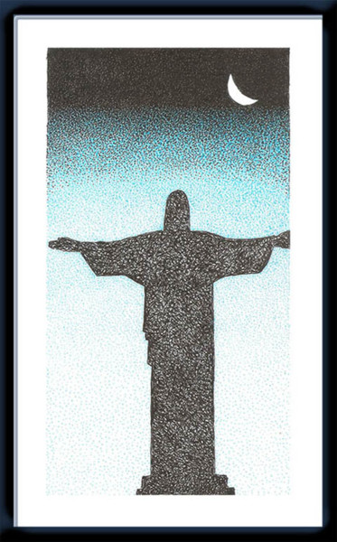 Drawing titled "corcovado-ao-anoite…" by Angelica Trompieri, Original Artwork