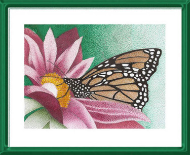 Desenho intitulada "borboleta-na-flor1.…" por Angelica Trompieri, Obras de arte originais, Tinta