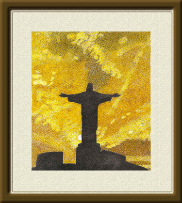 Desenho intitulada "Cristo Redentor - f…" por Angelica Trompieri, Obras de arte originais, Tinta