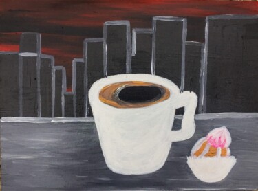 Painting titled "Coffee Time" by Angelika Belousova, Original Artwork, Acrylic