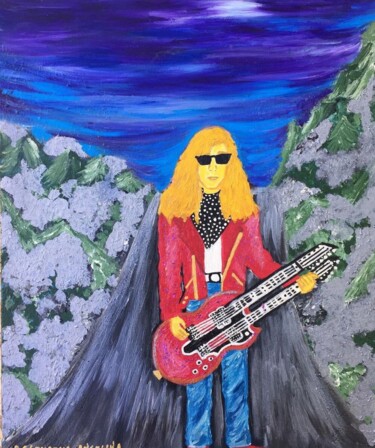 Painting titled "Guitarist" by Angelika Belousova, Original Artwork, Acrylic