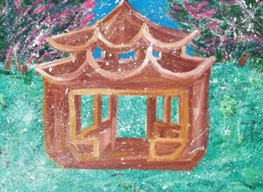 Painting titled "Pagoda" by Angelika Belousova, Original Artwork, Acrylic
