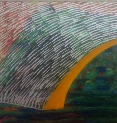 Картина под названием "Yellow stripe" - Angelika Bolka, Подлинное произведение искусства, Акрил Установлен на Деревянная рам…