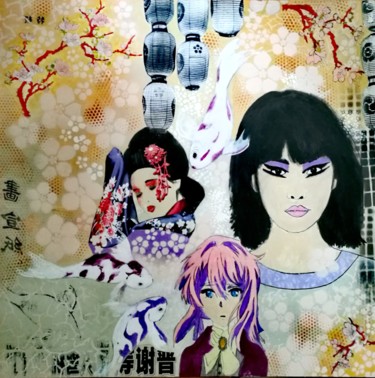 Malerei mit dem Titel "Japanese Women" von Angelika Wesener, Original-Kunstwerk, Acryl
