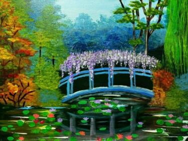 Pintura titulada "Monets garten" por Angelika Hofbeck, Obra de arte original, Acrílico