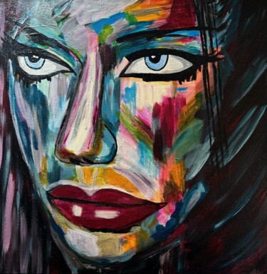 Картина под названием "Abstraktes Gesicht…" - Angelika Hofbeck, Подлинное произведение искусства, Акрил