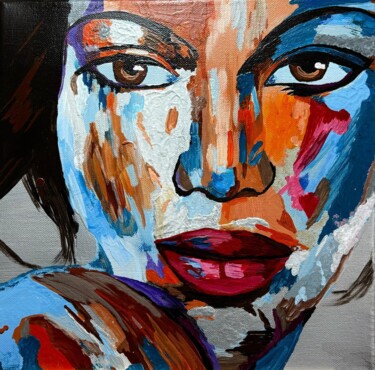 Malerei mit dem Titel "Abstraktes Gesicht…" von Angelika Hofbeck, Original-Kunstwerk, Acryl