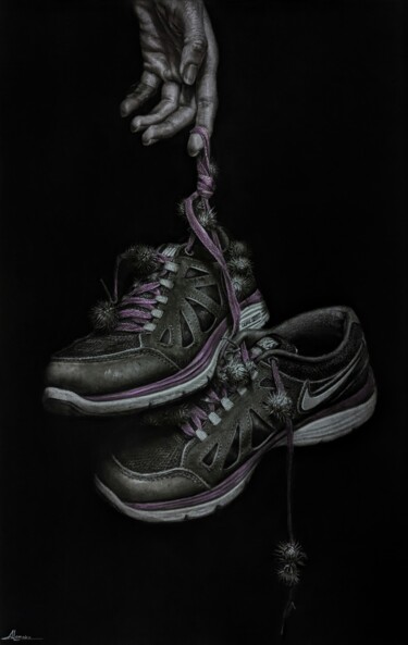 Картина под названием "Кроси" - Angelika Lomako, Подлинное произведение искусства, Древесный уголь