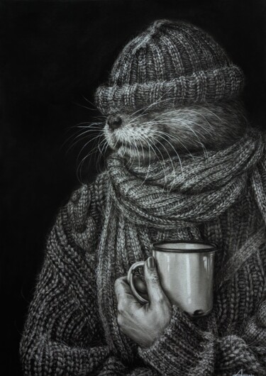 Картина под названием ""My mood"" - Angelika Lomako, Подлинное произведение искусства, Древесный уголь