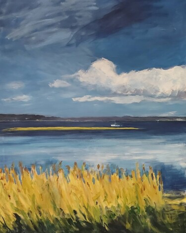 Malerei mit dem Titel "Island view I" von Angelika Scheibler, Original-Kunstwerk, Acryl