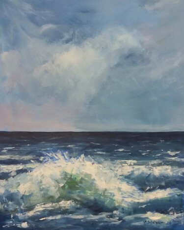 Painting titled "Stormy sea" by Angelika Scheibler, Original Artwork, Acrylic