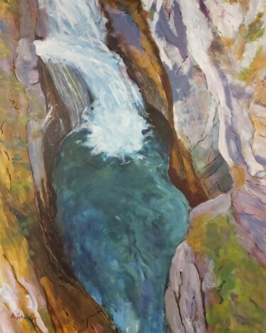 Painting titled "Waterfall" by Angelika Scheibler, Original Artwork, Acrylic