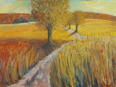 Malerei mit dem Titel "Autumn on the Island" von Angelika Scheibler, Original-Kunstwerk, Tempera