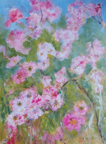Malerei mit dem Titel "Sea of Flowers" von Angelika Scheibler, Original-Kunstwerk, Acryl