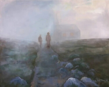 Malerei mit dem Titel "Nebelwanderung Walb…" von Angelika Scheibler, Original-Kunstwerk, Acryl