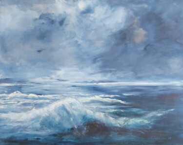 Malarstwo zatytułowany „Wolken und Meer 1” autorstwa Angelika Scheibler, Oryginalna praca, Akryl