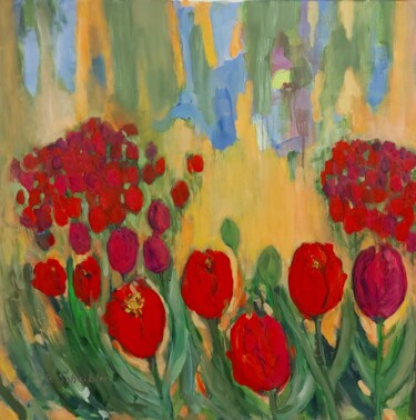 Painting titled "Tulip Power" by Angelika Scheibler, Original Artwork, Acrylic
