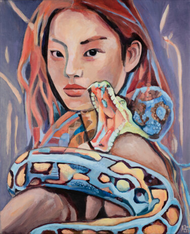 Pittura intitolato "Totem Serpent" da Angelika Zorigt, Opera d'arte originale, Acrilico Montato su Telaio per barella in leg…