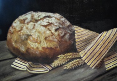 Malerei mit dem Titel ""..our daily bread.…" von Ageliki Aggelike, Original-Kunstwerk, Öl