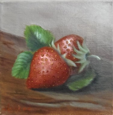 Painting titled "Red delicacies, 15X…" by Ageliki Aggelike, Original Artwork, Oil