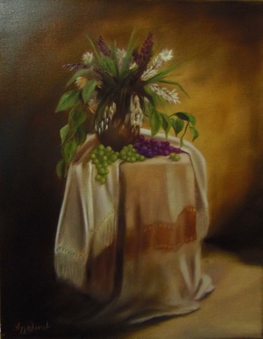 Peinture intitulée ""Le bouquet"" par Ageliki Aggelike, Œuvre d'art originale, Huile