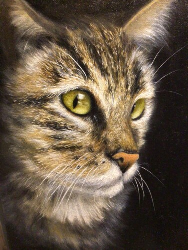 Painting titled "Mon petit chat 🐱" by Angelina Ermakova, Original Artwork, Oil