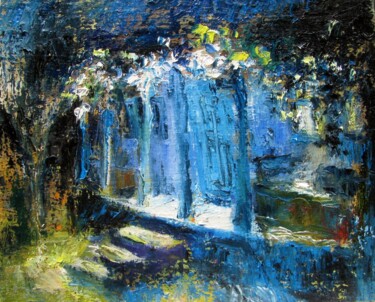 Painting titled "Night landscape. Но…" by Angelina Maslikova, Original Artwork, Oil
