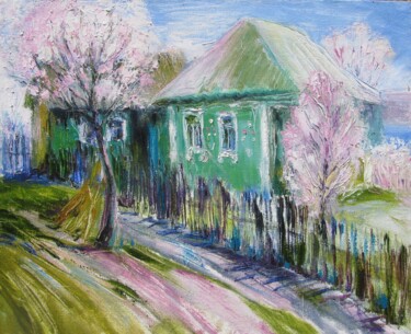 Malerei mit dem Titel "Цветущие деревья" von Angelina Maslikova, Original-Kunstwerk, Öl